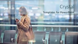  Presentation with flight - Amazing slides having young-female-passenger backdrop and a sky blue colored foreground