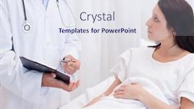  Presentation with examination - Audience pleasing PPT layouts consisting of young female patient getting examination results explained backdrop and a sky blue colored foreground