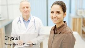  Presentation with worried young female college student - Cool new slide deck with young female patient in brown backdrop and a soft green colored foreground