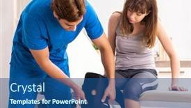  Presentation with female doctor - Cool new slides with young-female-patient-visiting-male backdrop and a ocean colored foreground