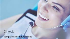  Presentation with inspection - PPT theme having young-female-patient-with-pretty background and a light blue colored foreground