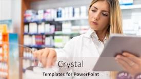  Presentation with inventory - Slide set featuring young-female-pharmacist-checking background and a soft green colored foreground