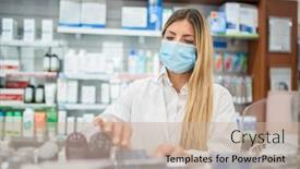  Presentation with inventory - Colorful slide deck enhanced with young-female-pharmacist-checking backdrop and a soft green colored foreground