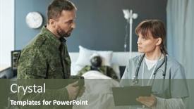  Presentation with physician - Presentation theme consisting of young-female-physician-making-notes background and a tawny brown colored foreground