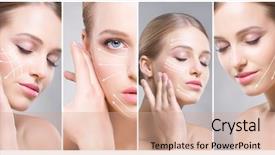 Presentation with plastic surgery - Slides consisting of young female portraits collage background and a coral colored foreground