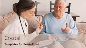  Presentation with geriatric - Presentation theme consisting of young-female-professional-doctor-physician background and a soft green colored foreground