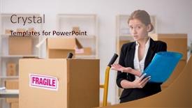  Presentation with professional - Presentation design enhanced with young-female-professional-mover-doing background and a  colored foreground