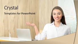  Presentation with receptionist - Audience pleasing slide set consisting of young female receptionist in dental backdrop and a lemonade colored foreground