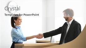  Presentation with receptionist - Amazing presentation theme having young female receptionist meeting client backdrop and a white colored foreground
