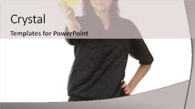  Presentation with female soccer - Slides featuring soccer refree - young female referee showing background and a soft green colored foreground