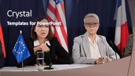  Presentation with european union - Theme with young-female-representative-of-european background and a wine colored foreground