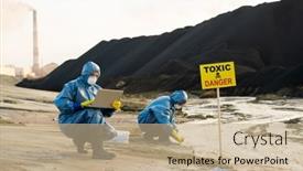  Presentation with announcing - Slides enhanced with young-female-researcher-using-laptop background and a coral colored foreground
