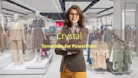  Presentation with retail store - Theme having young-female-retail-manager-inside background and a violet colored foreground