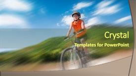  Presentation with mountain bike - Slide set featuring young female riding a mountain bike outdoor with blur background background and a tawny brown colored foreground