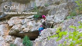  Presentation with rock climber - PPT layouts having young female rock climber background and a gray colored foreground