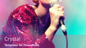  Presentation with rockstar - Audience pleasing PPT theme consisting of young-female-rockstar-singing backdrop and a violet colored foreground