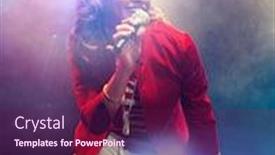  Presentation with rockstar - Colorful presentation enhanced with young-female-rockstar-singing backdrop and a violet colored foreground