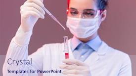  Presentation with substance - Beautiful presentation design featuring young-female-scientist-in-protective backdrop and a sky blue colored foreground