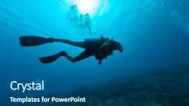 Presentation with scuba diving - Amazing theme having young female scuba diver silhouette backdrop and a ocean colored foreground