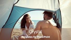  Presentation with female - Beautiful slide set featuring young-female-smiling-looking-seductively backdrop and a tawny brown colored foreground