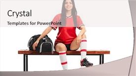  Presentation with female soccer - Audience pleasing theme consisting of young female soccer player sitting backdrop and a  colored foreground
