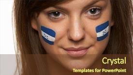  Presentation with sports - Beautiful presentation featuring young-female-sports-fan backdrop and a tawny brown colored foreground