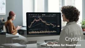  Presentation with statistic - Slide set having young-female-stock-exchange-manager background and a gray colored foreground