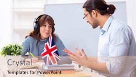  Presentation with english teacher - Slide deck consisting of young-female-student-and-male background and a lemonade colored foreground