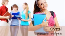  Presentation with college - Slides consisting of young female student at college background and a coral colored foreground