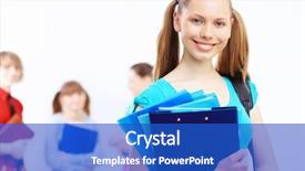  Presentation with college - Slides with young female student at college background and a  colored foreground