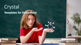  Presentation with chemist - PPT theme enhanced with young-female-student-chemist-preparing background and a ocean colored foreground