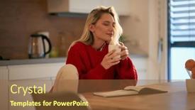  Presentation with coffee - Beautiful slide set featuring young-female-student-enjoying-coffee backdrop and a tawny brown colored foreground