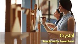  Presentation with canvas - Beautiful PPT theme featuring young female student in art backdrop and a tawny brown colored foreground