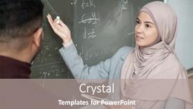  Presentation with hijab - Slide deck with young-female-student-in-hijab background and a gray colored foreground