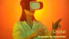  Presentation with student - Colorful theme enhanced with young-female-student-in-vr backdrop and a crimson colored foreground