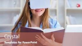  Presentation with student - Theme enhanced with young-female-student-preparing background and a coral colored foreground