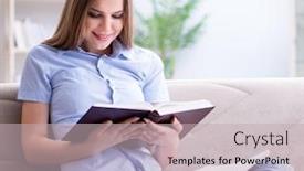  Presentation with college - Beautiful presentation theme featuring young-female-student-preparing backdrop and a soft green colored foreground