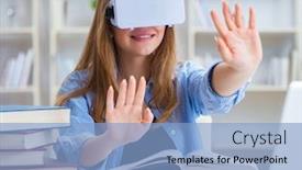  Presentation with student - Beautiful theme featuring young-female-student-preparing backdrop and a light blue colored foreground