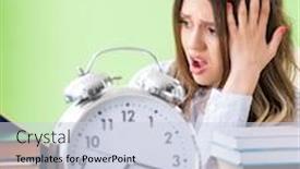  Presentation with many books - Theme with young-female-student-preparing background and a lemonade colored foreground