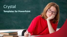  Presentation with student - PPT theme consisting of young-female-student-preparing background and a  colored foreground