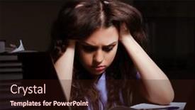  Presentation with late - Slide set enhanced with young-female-student-preparing background and a wine colored foreground