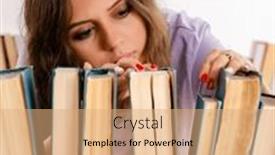  Presentation with student - Presentation theme with young-female-student-preparing and a coral colored foreground