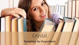  Presentation with student - Presentation design with young-female-student-preparing and a coral colored foreground