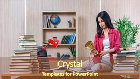 Presentation with best award - Slides enhanced with young female student preparing background and a  colored foreground