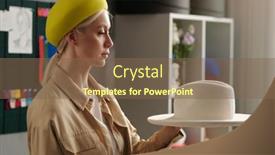  Presentation with fashion accessories - Slide deck with young-female-stylist-or-owner background and a violet colored foreground