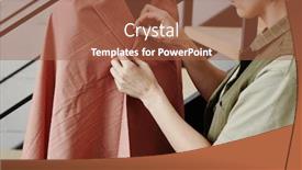  Presentation with sewing machine - Audience pleasing slide deck consisting of young-female-tailor-standing backdrop and a red colored foreground