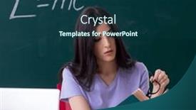  Presentation with teacher - PPT theme with young-female-teacher-student background and a ocean colored foreground