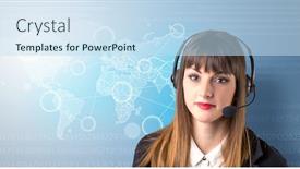  Presentation with telemarketer - Audience pleasing slide deck consisting of telemarketing - young female telemarketer with blue backdrop and a sky blue colored foreground