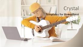  Presentation with acoustic - Presentation consisting of young-female-tuning-an-acoustic background and a lemonade colored foreground