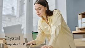  Presentation with scrolling - Presentation theme featuring young-female-volunteer-bending-over background and a coral colored foreground